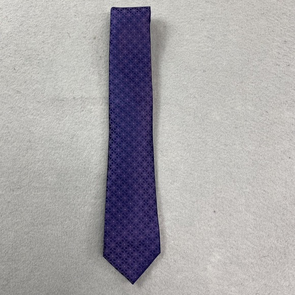 Calvin Klein Tie Mens Purple Geometric Necktie Polyester Silk Blend - Picture 1 of 5